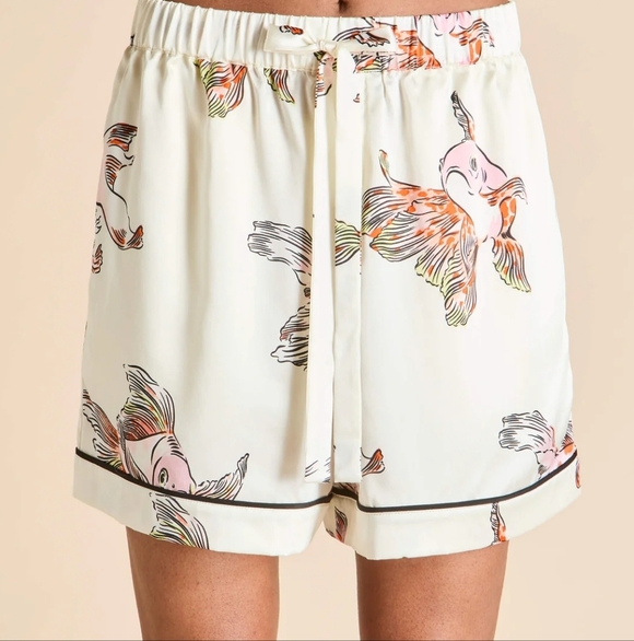 NWT Olivia von Halle Archive Print Ingo Cora Ivory Goldfish Pajamas - Picture 4 of 9